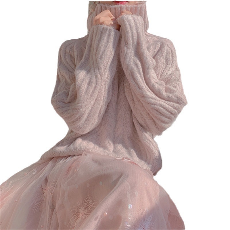 高领毛衣女修身秋冬慵懒风加厚中长款针织衫高级潮流长袖厚款 5