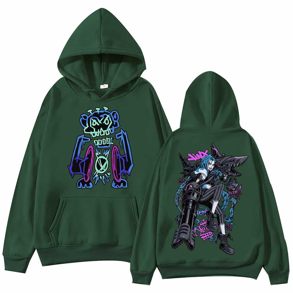 Arcane Jinx Graffiti Hoodie Harajuku Hip Hop Pullover Tops
