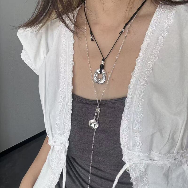 新款小马水壶项链女简约ins高级感可调节抽拉韩国个性毛衣链配饰|undefined