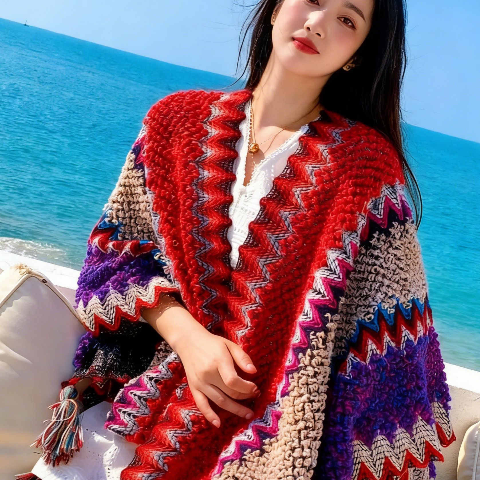 Introduction to ethnic style knitted shawls and wearing scenarios (2)