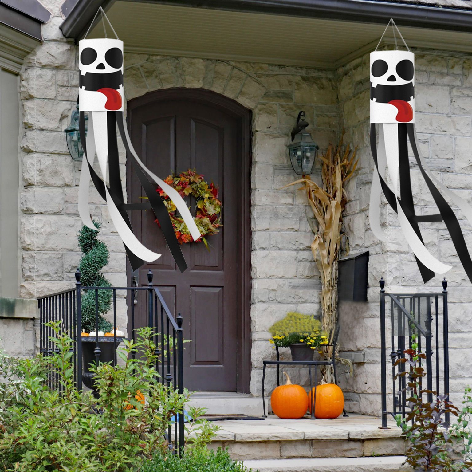 Halloween color fantasma bandera de tortuga de Halloween colgante bandera decoración de escena colgante de patio de Halloween