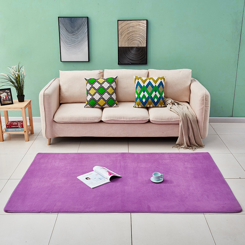 Simple color sólido Alfombra de lana de coral nórdico sala de estar mesa de café estera fresca ins hogar cama manta suave mascota mat