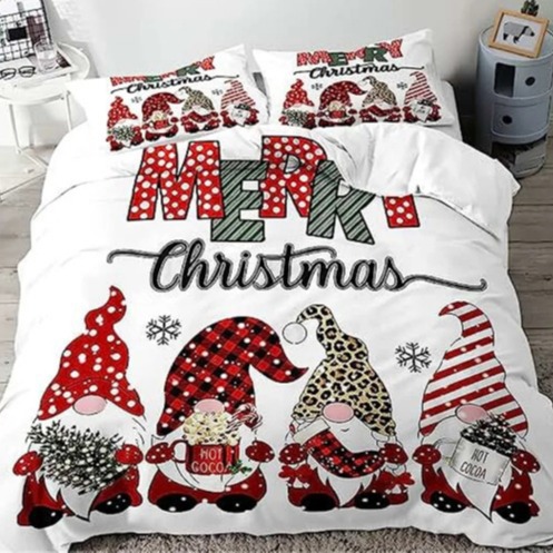 3D Digital Print Christmas Series Bedding Three-Piece Set Cross-Border Holiday Decoration Brushed Fabric_voghion.com