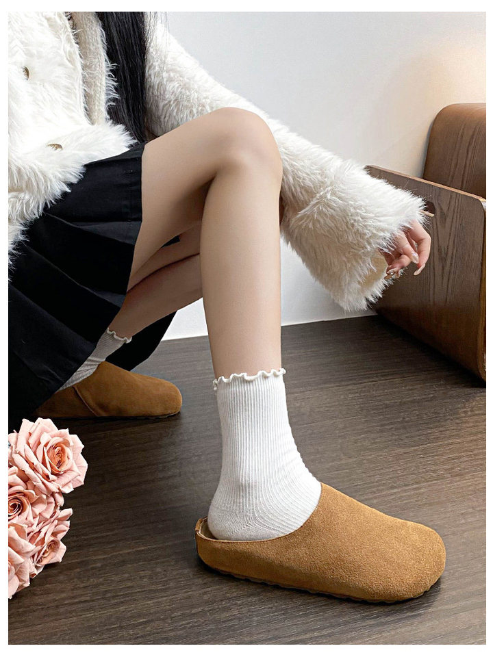 Dép lê nữ bít mũi đế dày mũi rộng phong cách Birkenstock, gót 3 cm — Màu caramel, Màu kaki, Màu mơ chi tiết 18