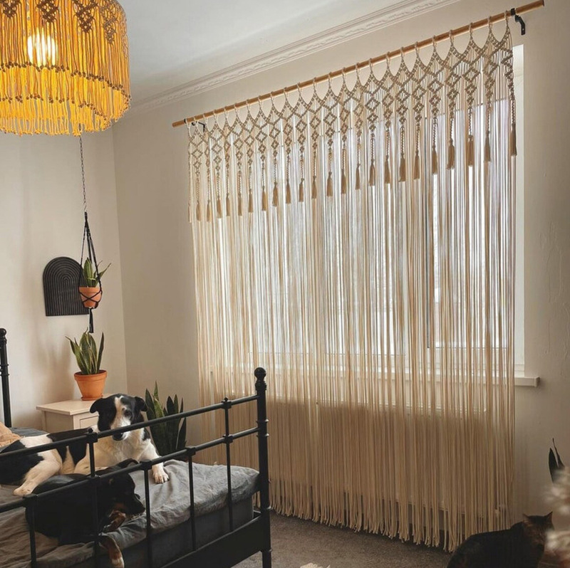 Manufacturers a variety of hand-woven cotton rope tapestry door curtain Nordic curtain partition curtain Bohemian home decoration