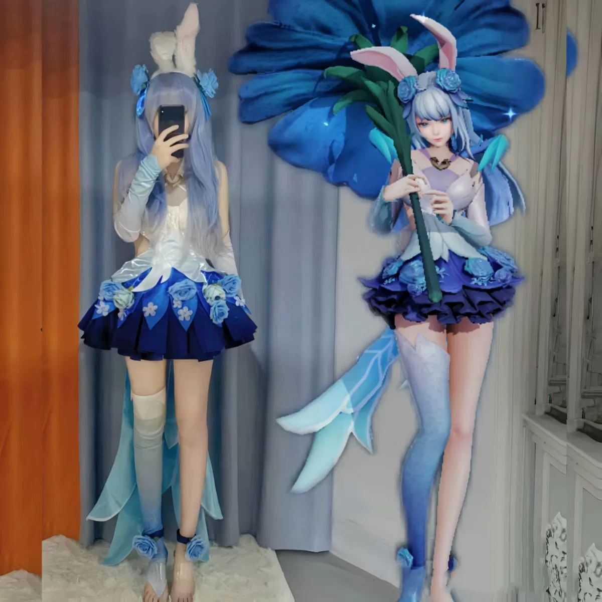 Костюм для косплея King of Glory Gong Sun Li Hua Jie Dance, костюм для косплея King Rabbit Girl для женщин, полный комплект из спандекса.