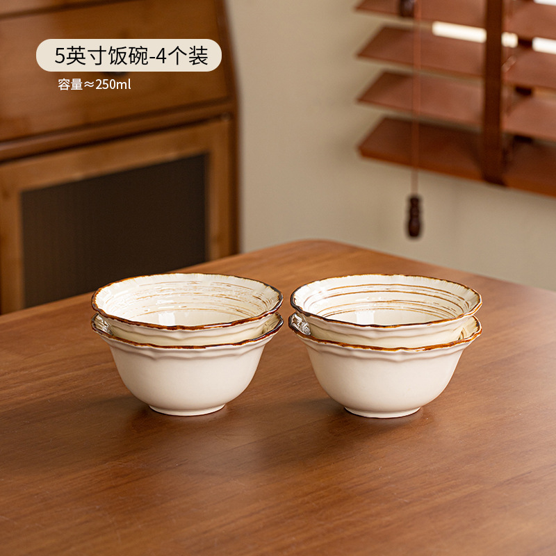 horno retro platos de arroz de cerámica de fideos de cerámica set de platos creativos Jingdezhen