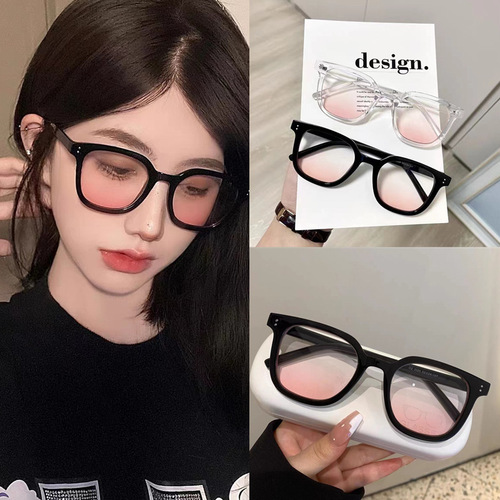 Rimless sunglasses, black frames, blush glasses, feminine pink frames, pure desire, stylish sunglasses, sun glasses without makeup, natural beauty-enhancing glasses.
