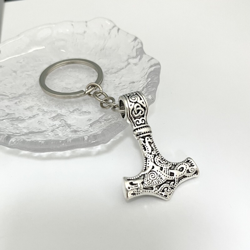 Cross-Border Popular Nordic Mythology Thor Hammer Keychain Viking Amulet Thor Hammer Pendant Men's Backpack Pendant