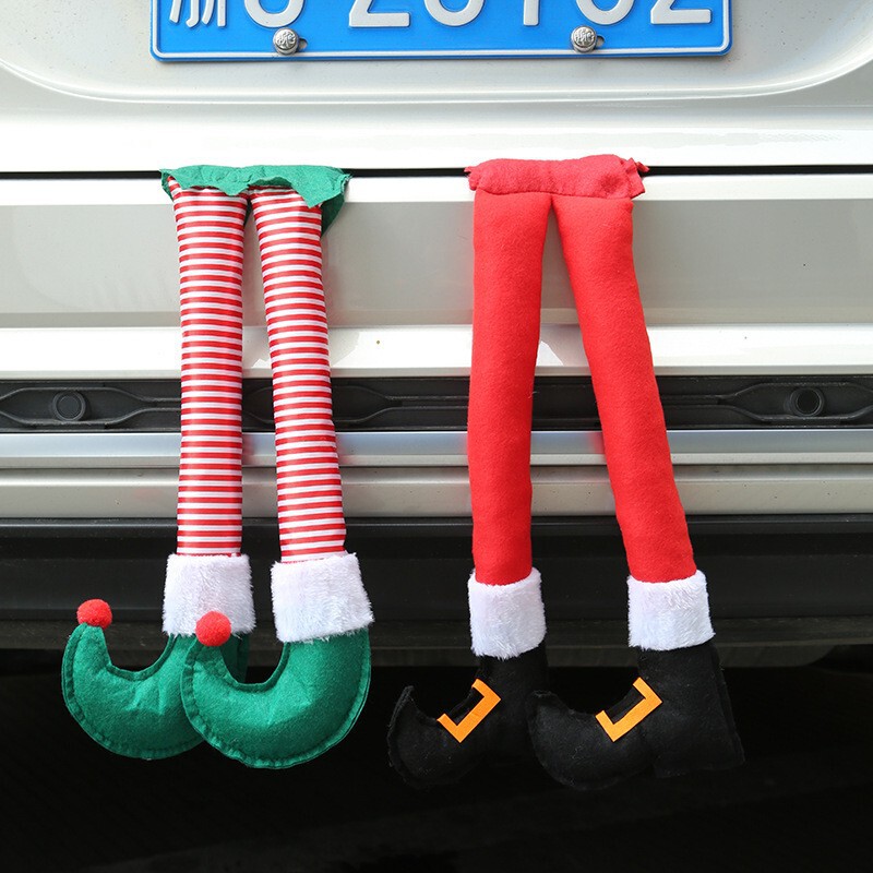 Cross Border New Christmas Striped Red Elf Leg Hanging Tree Decoration Car Clip Leg Decoration Fireplace Party Decoration