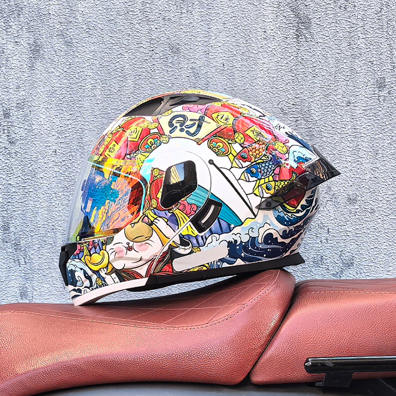Orz casco de carcasa pequeña casco de cara a cara casco de motocicleta locomotora de doble lente hombres y mujeres de cuatro estaciones casco de crucero grande