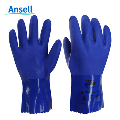 Ansell Chemical warfare glove wear-resisting Chemical industry Anti-acid non-slip household protect Labor insurance work glove 14-662