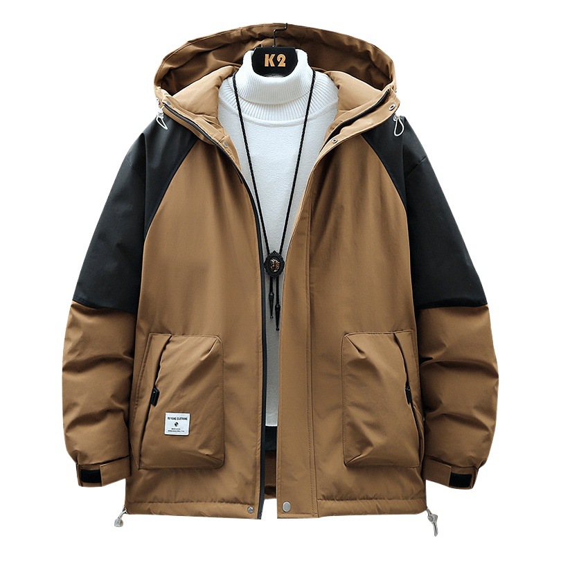 Invierno de moda de calidad de los hombres de color a juego guapo chaqueta con capucha de gran tamaño más tamaño suelta chaqueta caliente resistente al frío