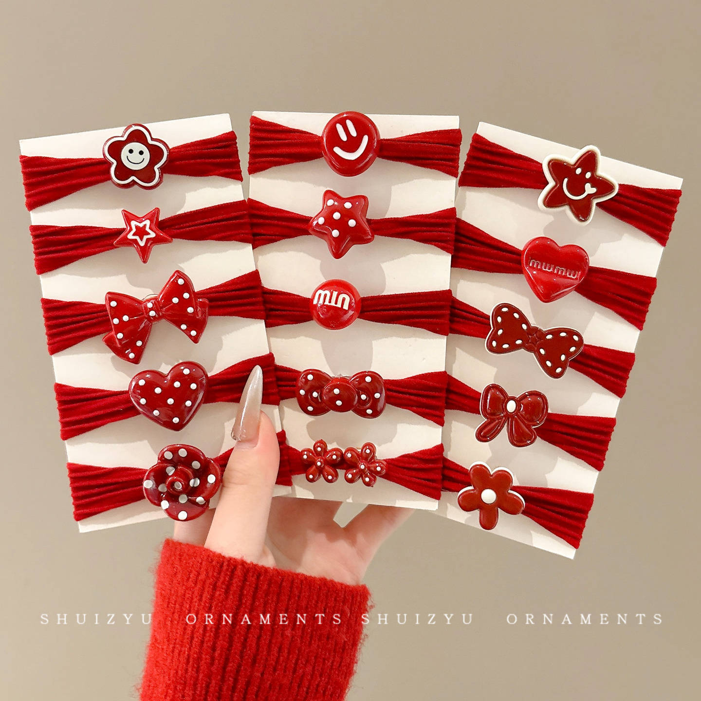 Niños de Año Nuevo cabello rojo niñas de alta elasticidad cabello correa anillo de cabello bola cabeza cabeza de caballo alta cabeza de cabello