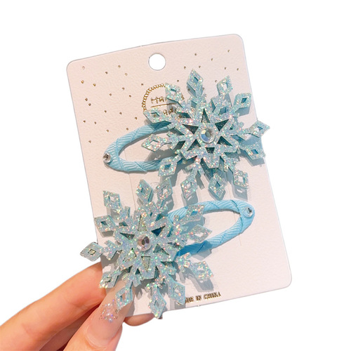Korean style children's hairpin Elsa Princess hair accessories Frozen snowflake hairpin girls side clip little girl clip