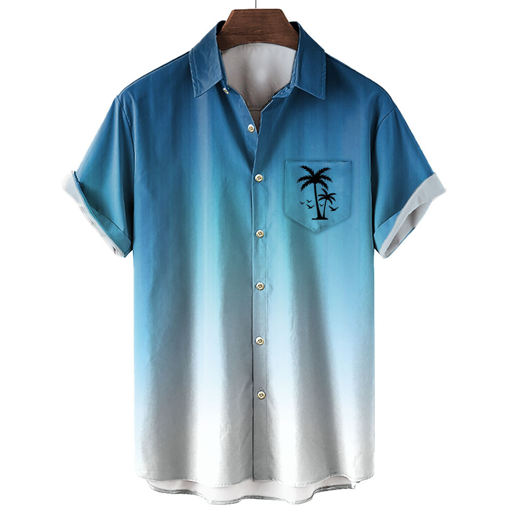 Tendencia de la moda para hombres Camisa de manga corta hawaiana Camisa estampada digital 3D Estilo explosivo transfronterizo de Amazon