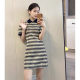 French Style Polo Collar Rhombic dress Women's Summer 2025 New Vintage Niche Design Slim-fit Short Skirt
