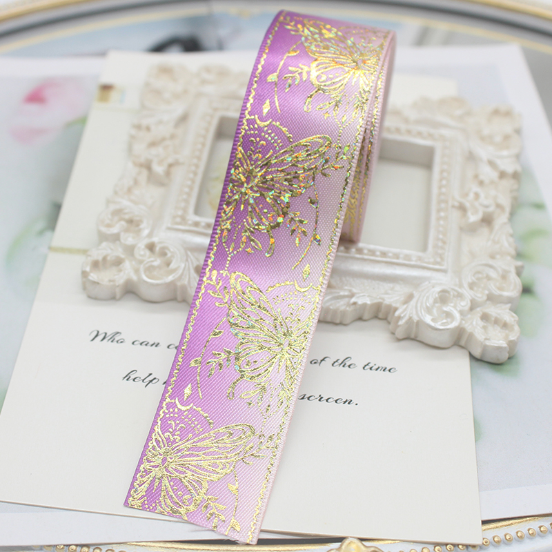 2.5CM 넓은 도금 큰 나비 DIY 스틱 활 리본 수제 유카 소재