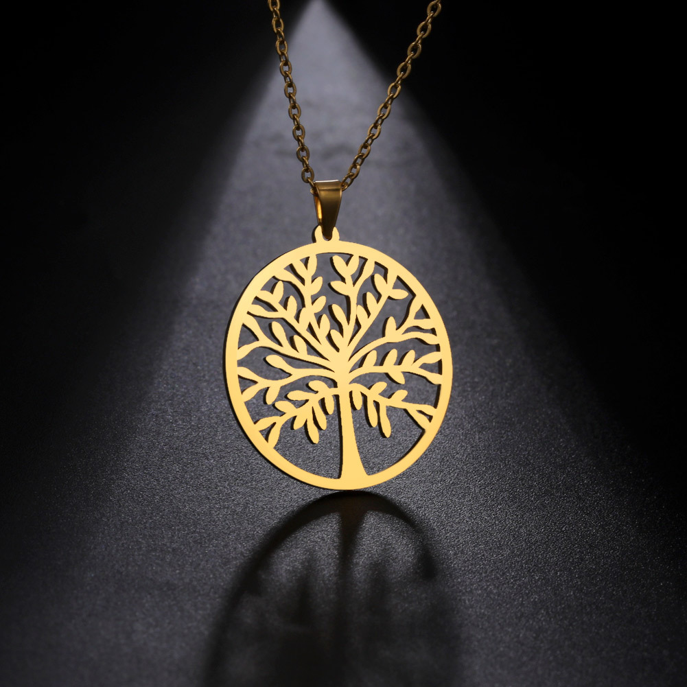 Pendentif arbre de vie collier acier inoxydable bijoux_voghion.com