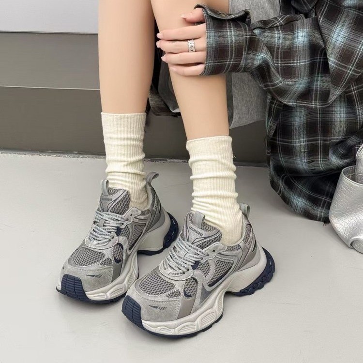 女款透气秋季银色2025年新款子百搭厚底增高老爹鞋运动休闲鞋轻便|undefined