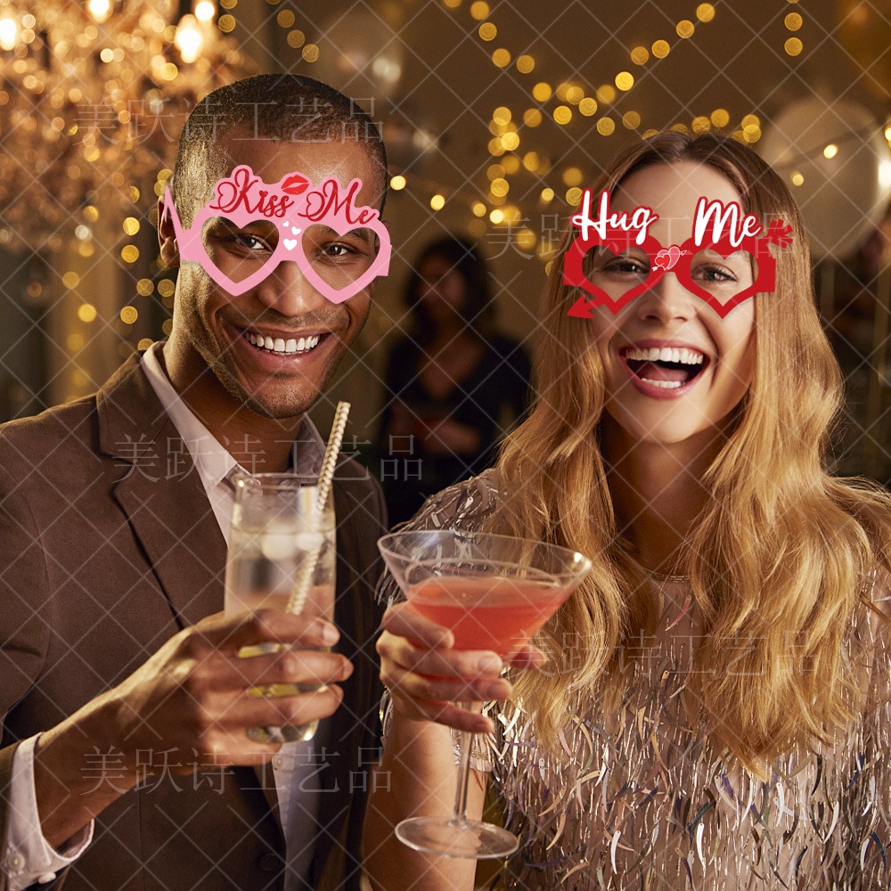 Alegría Día de San Valentín gafas de papel amante del partido decoración foto accesorios atmósfera romántica decoración suministros