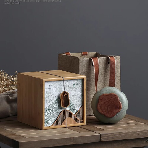 Yuanshan Spring Tea Ceramic Tea Can Packaging Box Empty Gift Box Longjing Green Tea Biluochun Bamboo Half Catty Bamboo Box