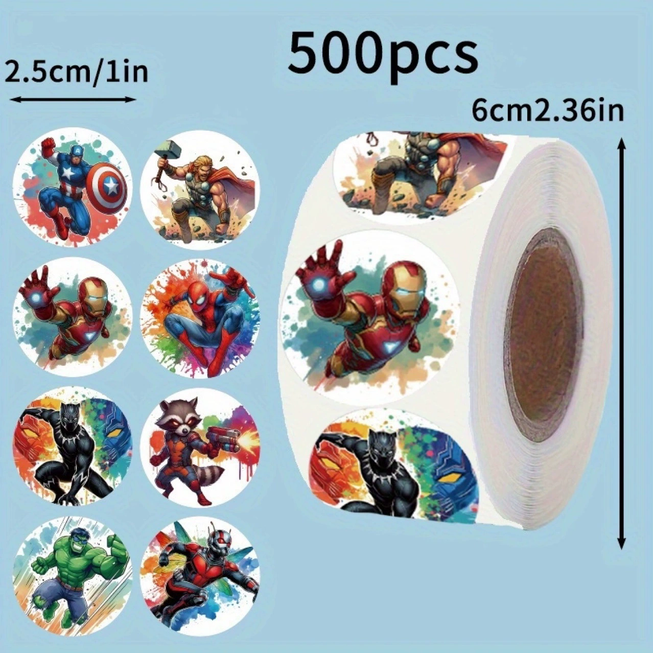 Мстители, мультперсонажи, детская награда, наклейка, 500 шт., Marvel