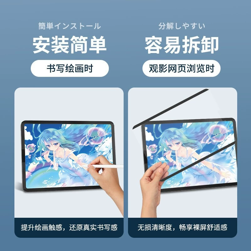 Таблет магнитное всасывающееся бумажное стекло подходит для iPad Air 13/Pro 13 дюймов/12.9 демонтаж бумажной пленки 2024 новый