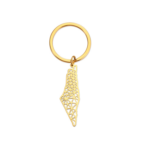 Foreign trade titanium steel keychain, personalized geometric irregular triangle pattern pendant, fashionable and simple stainless steel pendant