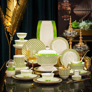 High Color Value Dishes and Dish suit Household 2025 Jingdezhen Housewarming Ceramic Dishes and Dish Bone China Tableware Advanced Sense Niche