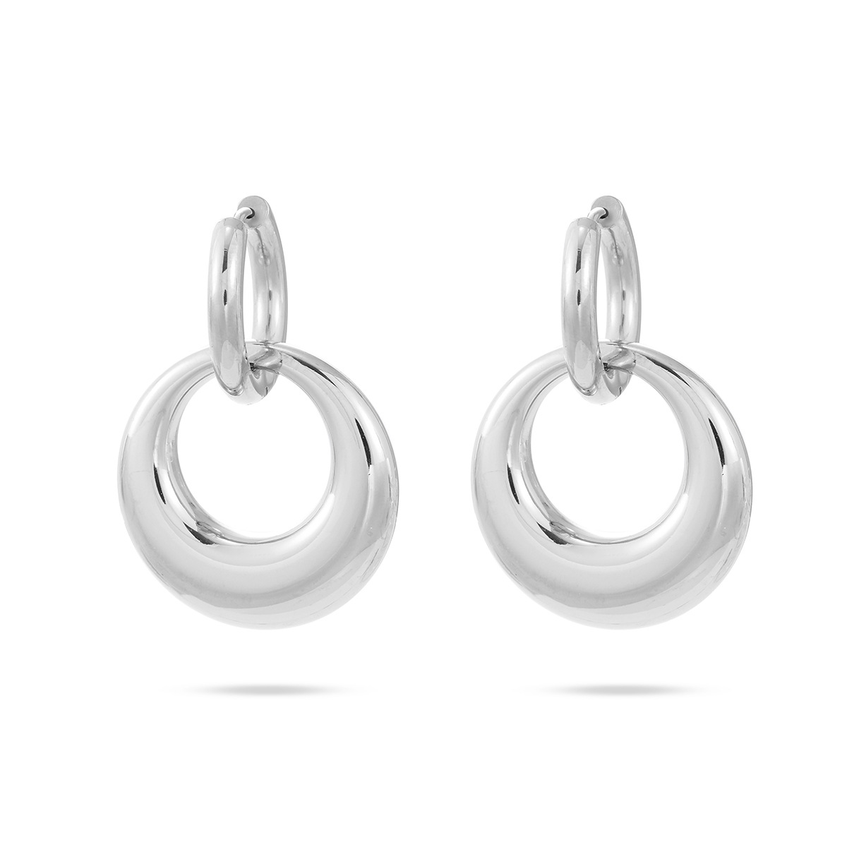 304 Stainless Steel Material 1 Pair Simple Style Heart Shape Mixed Metal 304 Stainless Steel 18K Gold Plated Drop Earrings Ear Studs