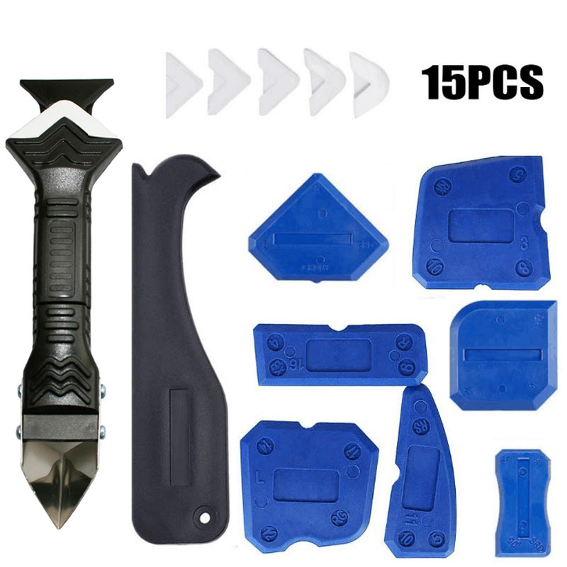 15件套美缝工具三合一金属刮刀填缝涂抹器刮板密封胶修整