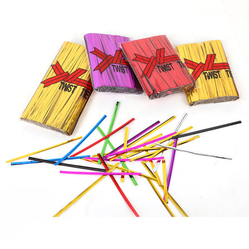 800-piece Metallic Wire Candy & Snack Strips in Gold, Silver, and Colorful Ties—Perfect for Bread, Flowers, Gifts, and Food Packaging