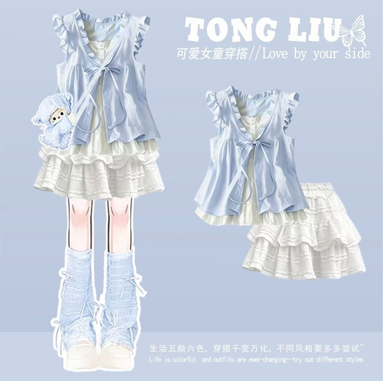 Original fabric and workmanship, 2026 new style fresh and cute short-sleeved T-shirt with contrasting shoulder and doll-like design for women.