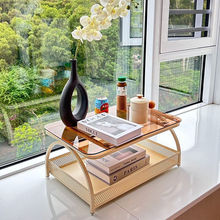 飘窗小桌子卧室家用榻榻米床上桌学习小矮桌玻璃小茶几网红奶油风