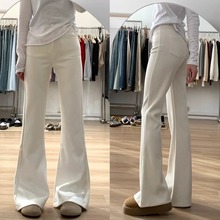 秋冬季加厚高腰微喇直筒运动裤灯芯绒喇叭裤女