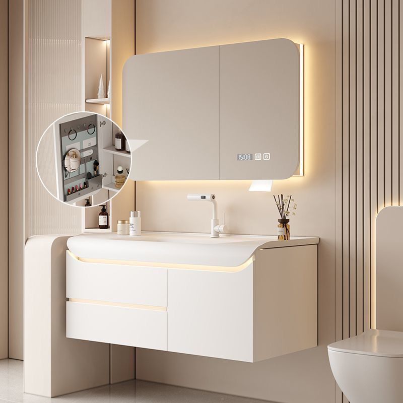 Smart Washbasin Bathroom Cabinet Combination Solid Wood Skin-Feel Integrated Basin Cabinet Hanging Washbasin Cabinet Combination