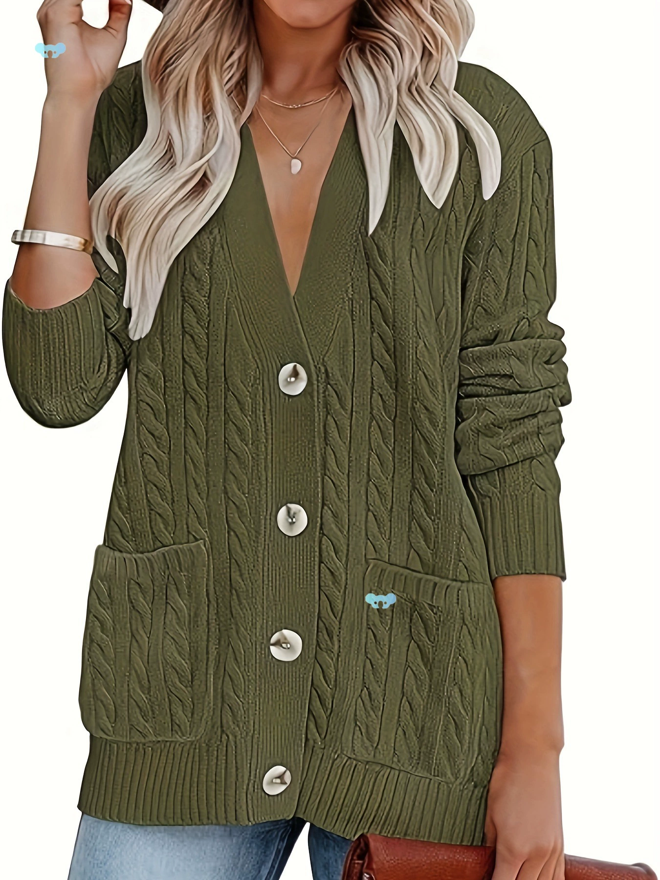 Женский повседневный кардиган свободного кроя Trix с V-образным вырезом и длинными рукавами