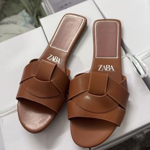Foreign Trade 2025 New Summer Style Square Toe Cross Flats Simple Women's Sandals and Slippers for Outer Wear Women's Slipper