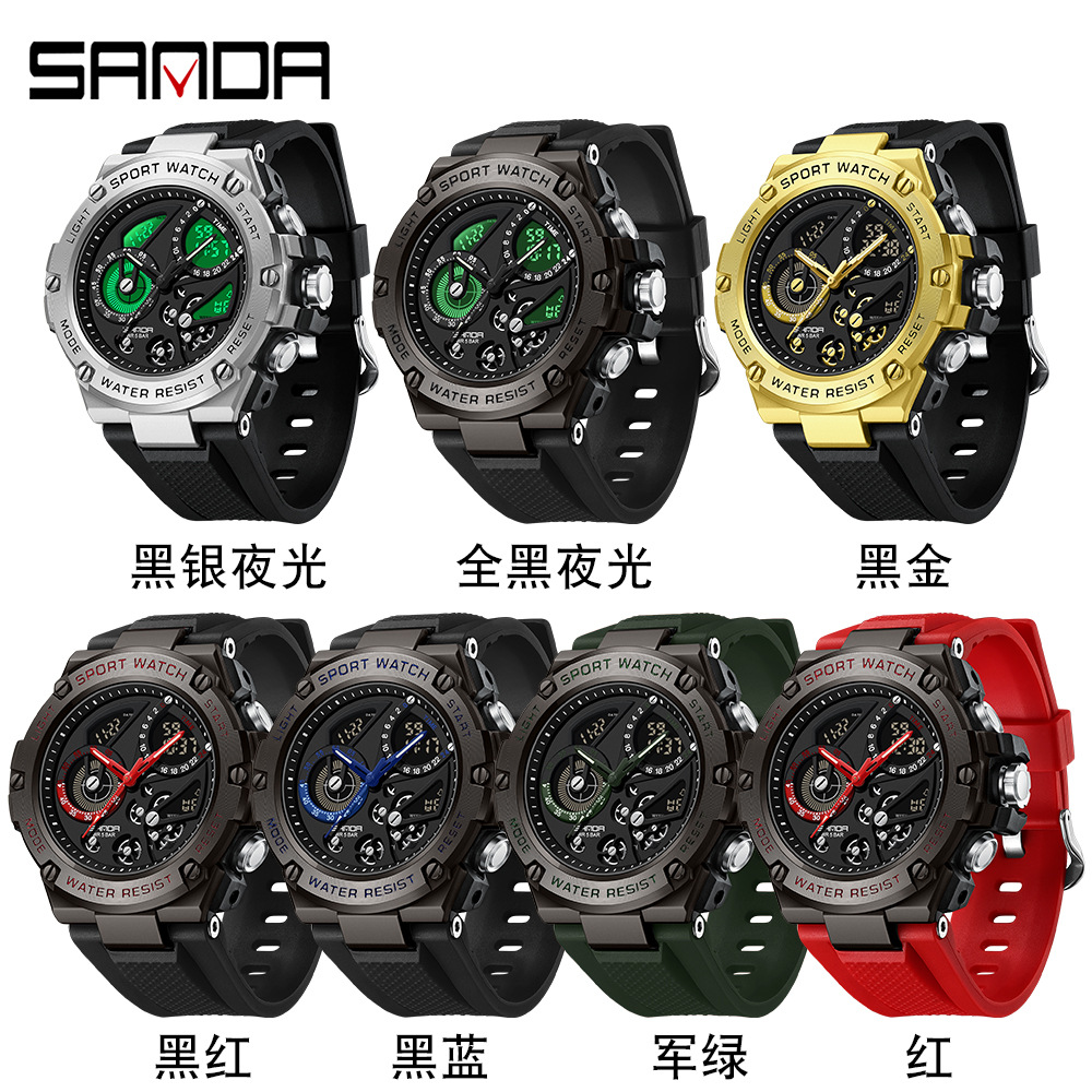 Sanda reloj, reloj electrónico multifuncional para estudiantes de secundaria junior, despertador de luz nocturna coreano, reloj masculino a prueba de agua y choque