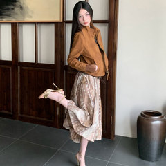 半身裙女设计感小众不规则剪裁灯芯绒中长款花苞裙a字裙半身裙秋