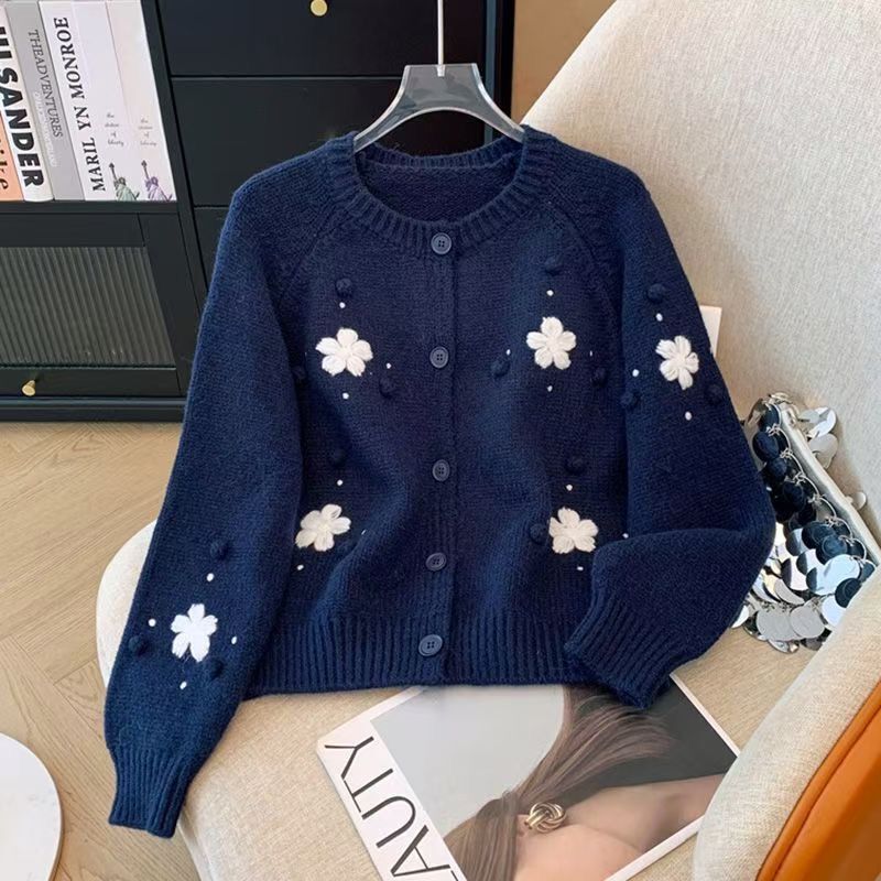 French-Style Floral Embroidery Sweater Knit Cardigan 2026 Autumn and Winter New Spring and Autumn Chanel-Style Youthful Coat Top French-Style Floral Embroidery Sweater Knit Cardigan 2026 Autumn and Winter New Spring and Autumn Chanel-Style Youthful Coat Top