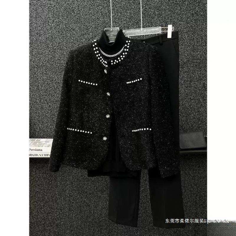 2024 New Style Thick Tweed Fragrant Jacket Design Men's Korean Style Trendy Handsome Jacket Trend