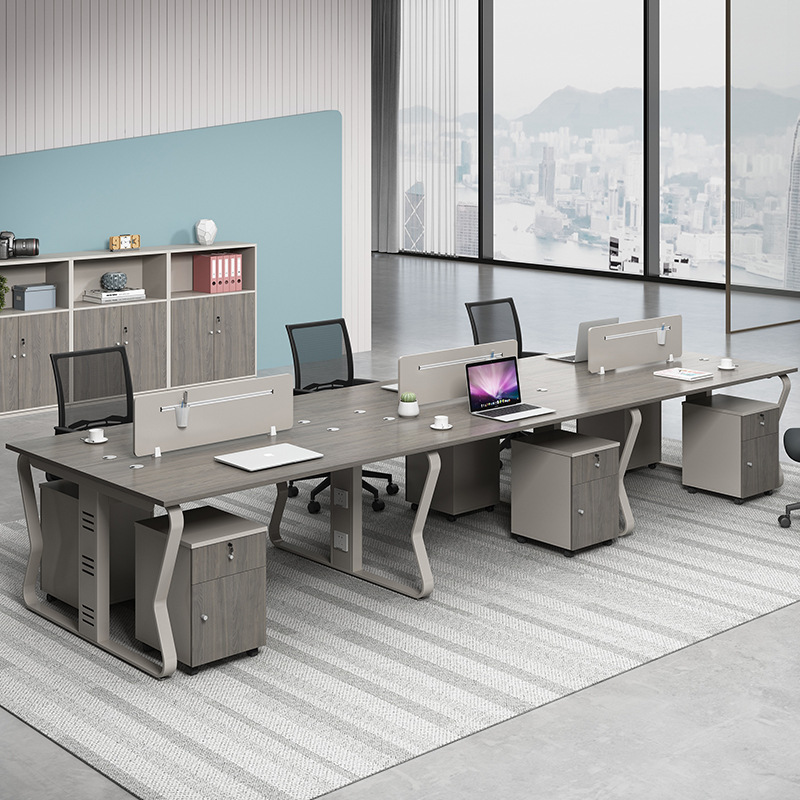 Escritorio de oficina personal y silla combinación simple moderna Pantalla de cuatro asientos partición titular de la tarjeta Estación de personal fabricante de escritorio de la computadora