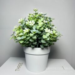 ユーカリクロスボーダー人気シミュレーション緑植小花盆栽装飾品人工植物プラスチック花デスクトップ装飾品
