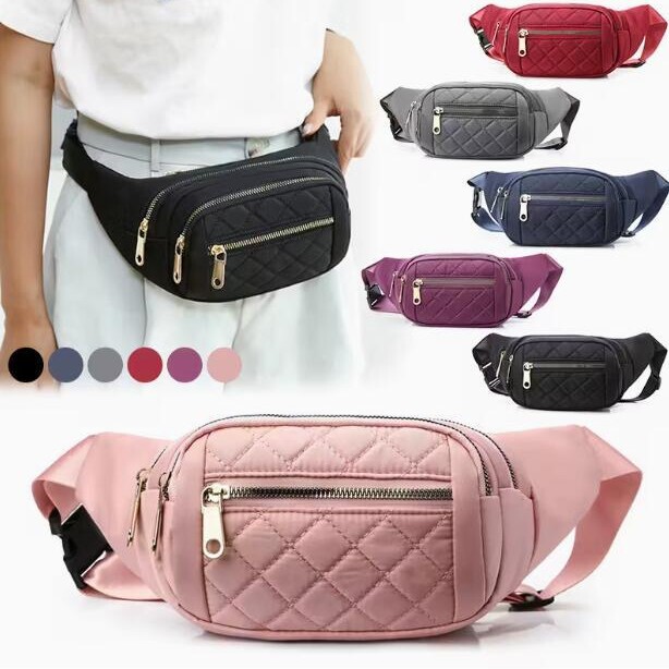 Plaid Waist Bag for Women, Oxford Leather Belt Bag, Designer Crossbody Chest Bag, Fashionable Waist Bag, Banana Hip Wallet