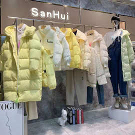 森23马秋冬中长款过膝加厚连帽宽松时尚保暖外套棉衣品牌折扣尾货