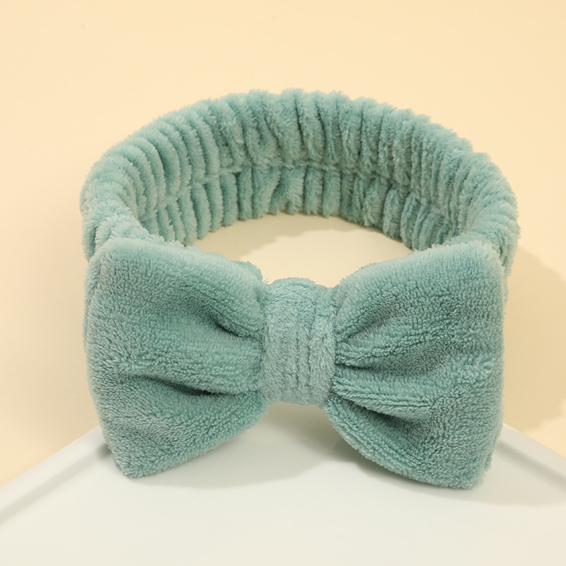 Cross-border nuevo color sólido arco lavado facial correa de cabello niñas suave cabello SPA correa de cabello de franela adornos para el cabello