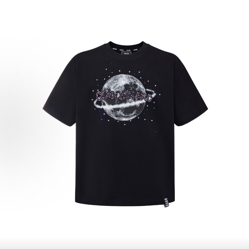 Correct Version Goodbrand Moon Surrounding Rhinestone Light Luxury Fashion Good Short Sleeve T-Shirt for Men and Women Cross-Border Sale