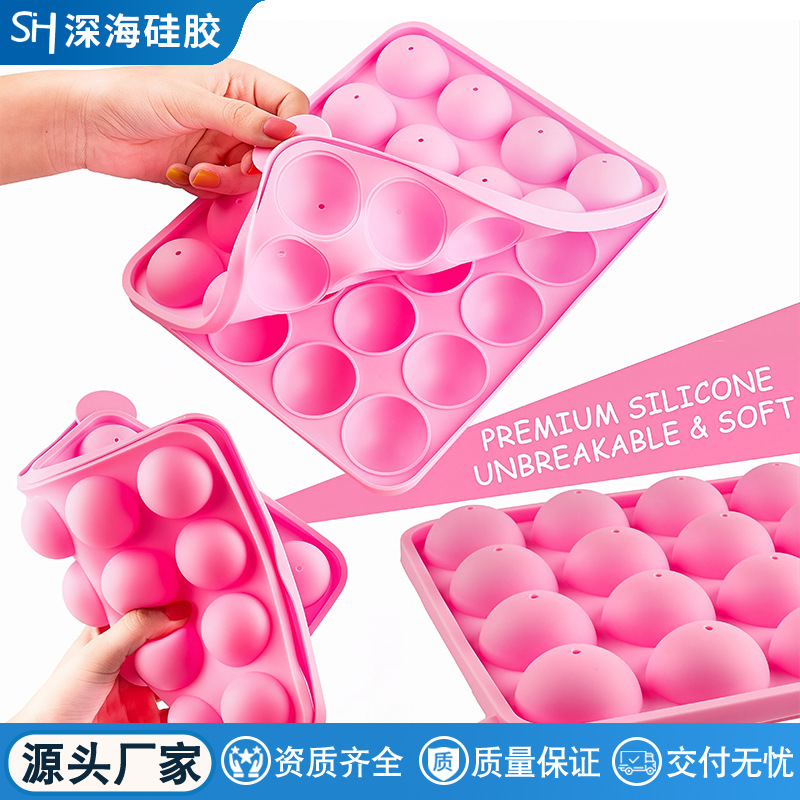 Round Ball 3D Candy Mold with 20 Holes, Lollipop Mold with Paper Sticks, Cake Mold, Spherical Chocolate Baking Mold